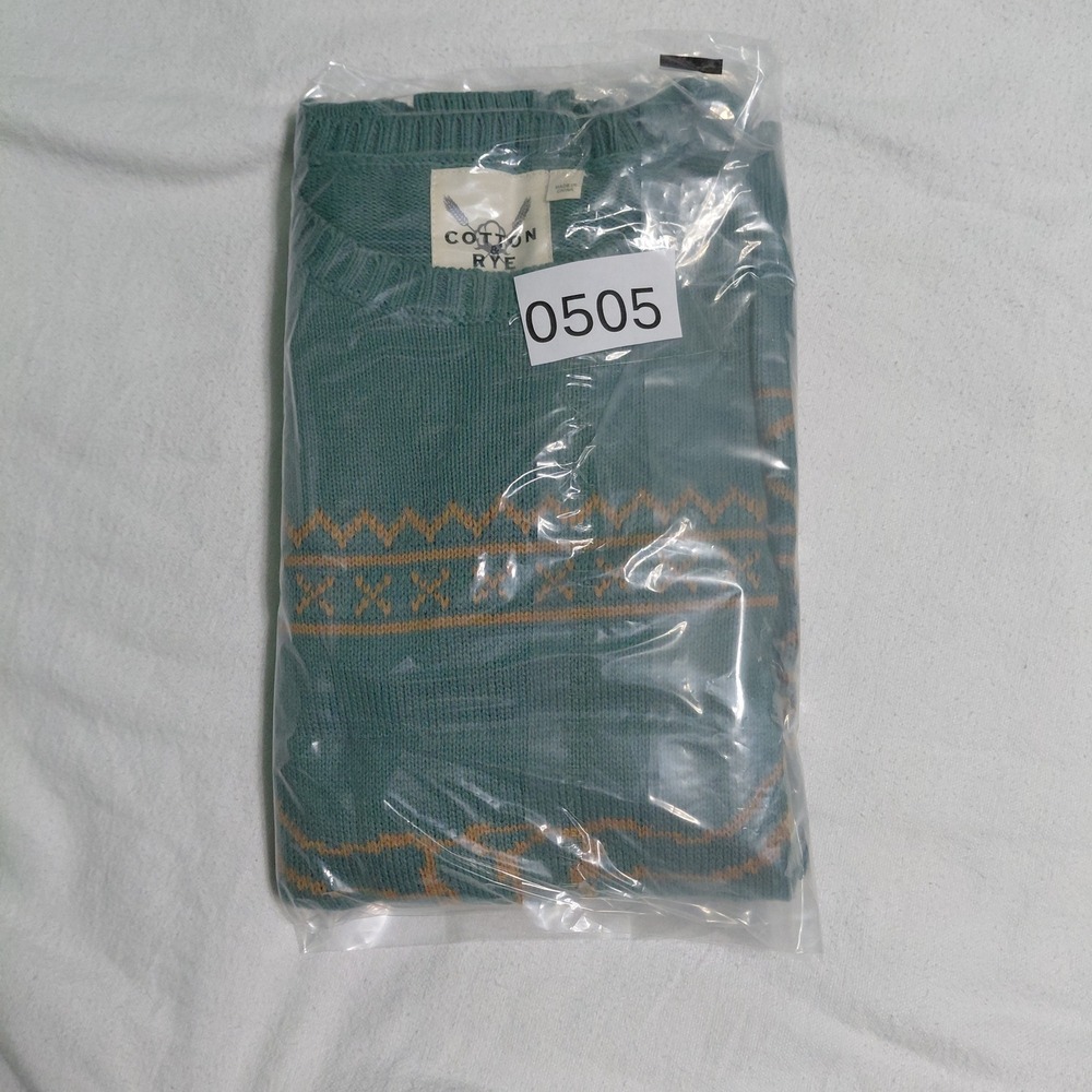 Cotton & Rye Outfitters Teal Southwestern Longhorn Skull Sweater Womens Large - Picture 9 of 9